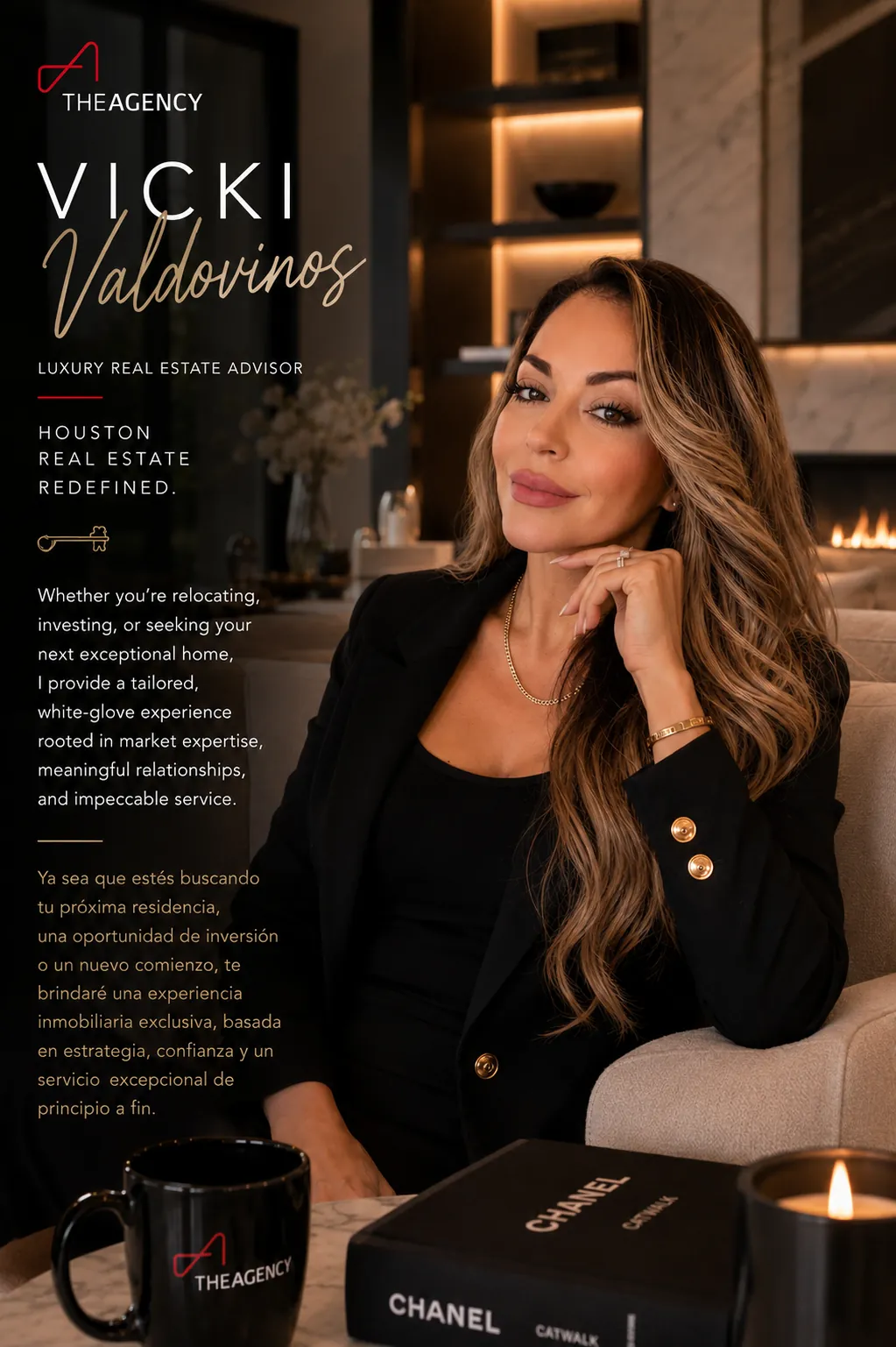 Vicki Valdovinos, luxury real estate advisor with The Agency, in a furnished interior